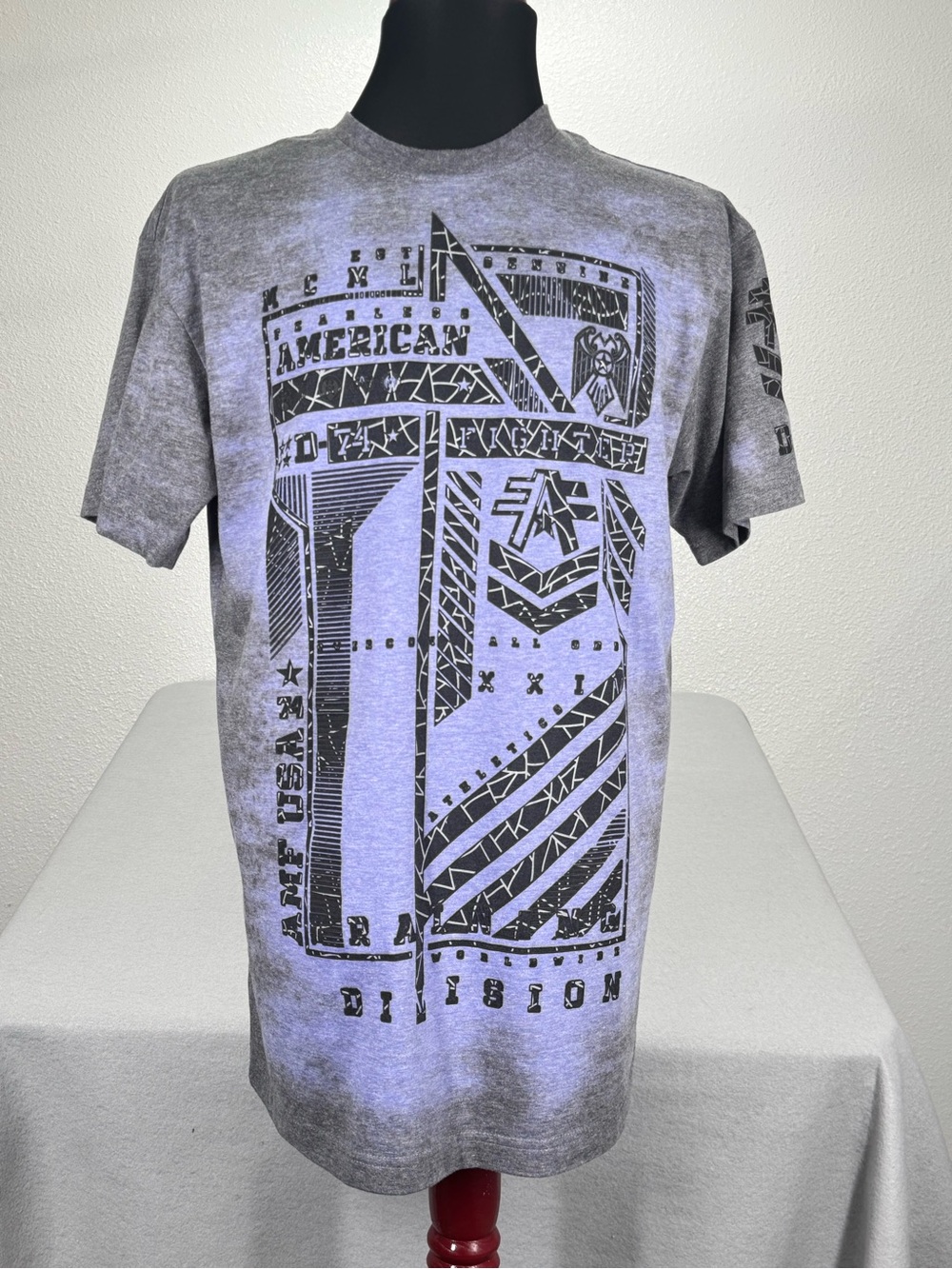 American Fighter Short Sleeve Tee Large Purple/Gray